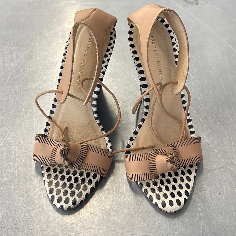 Loeffler Randall Size 7.5 open toe wedge sandals